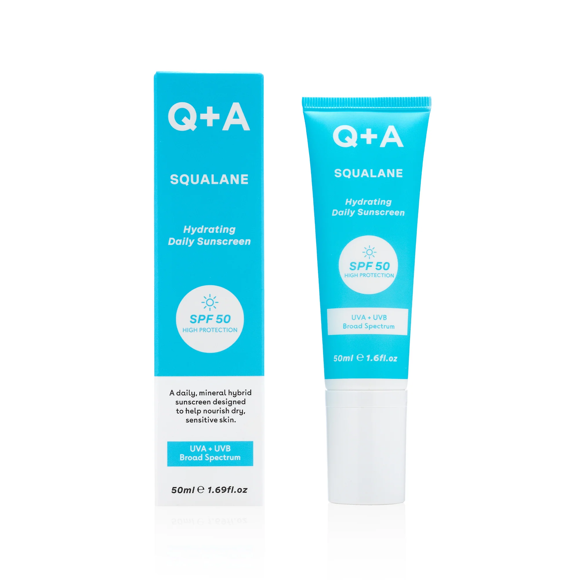 Squalane SPF 50 Hydrating Sunscreen — Q+A | واقي الشمس بالسكوالان بمعامل حماية SPF 50 للترطيب المكثف وحماية حاجز البشرة
