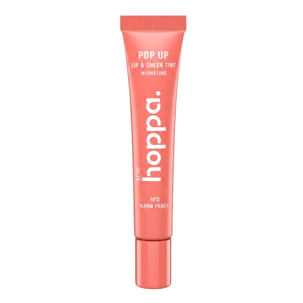 Pop Up Lip & Cheek Tint Hydrating (Warm Peach) — The Hoppa | تنت الشفاه والخدود المرطب بوب أب (درجة وورم بيتش) للون خوخي دافئ ومشرق مع ترطيب يدوم طويلاً
