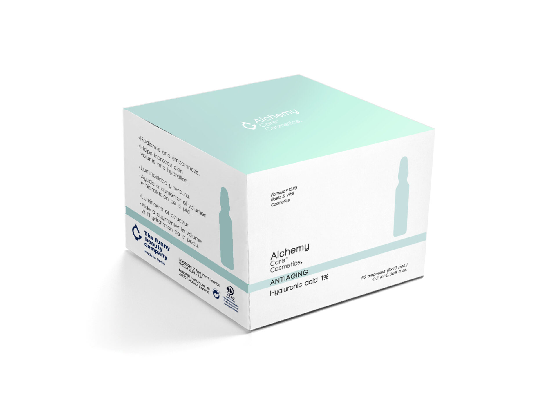 Ampollas Hyaluronic Acid 1% — Alchemy Care Cosmetics | أمبولات حمض الهيالورونيك للترطيب والنضارة