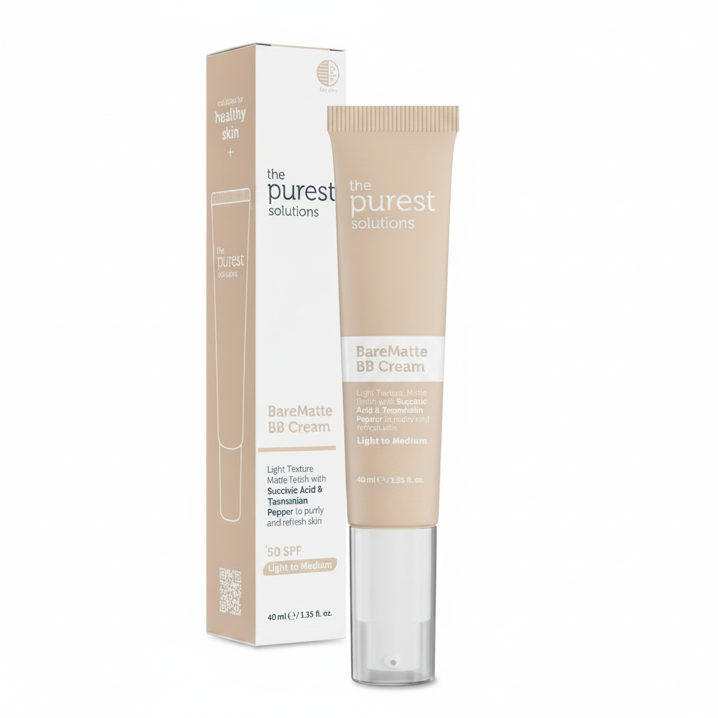 Barematte BB Cream SPF 50+ — The Purest Solutions | كريم بي بي بيرمات المطفي لموازنة الدهون، تغطية العيوب والوقاية العالية من الشمس SPF 50+