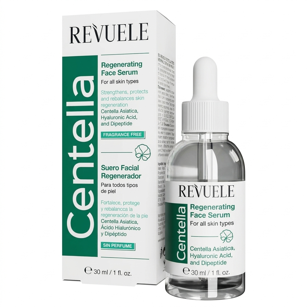 Centella Regenerating Face Serum — Revuele | سيروم تجديد وترميم الوجه بسينتيلا أسياتيكا لتهدئة البشرة، تقوية الحاجز وإعادة الحيوية