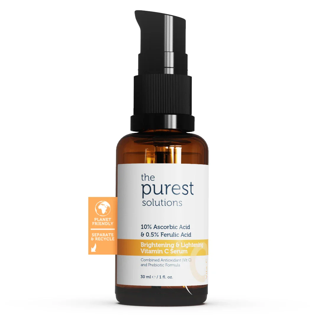 Brightening & Lightening Vitamin C Serum — The Purest Solutions | سيروم فيتامين سي 10% وحمض الفيروليك للتفتيح، النضارة، ومكافحة التصبغات