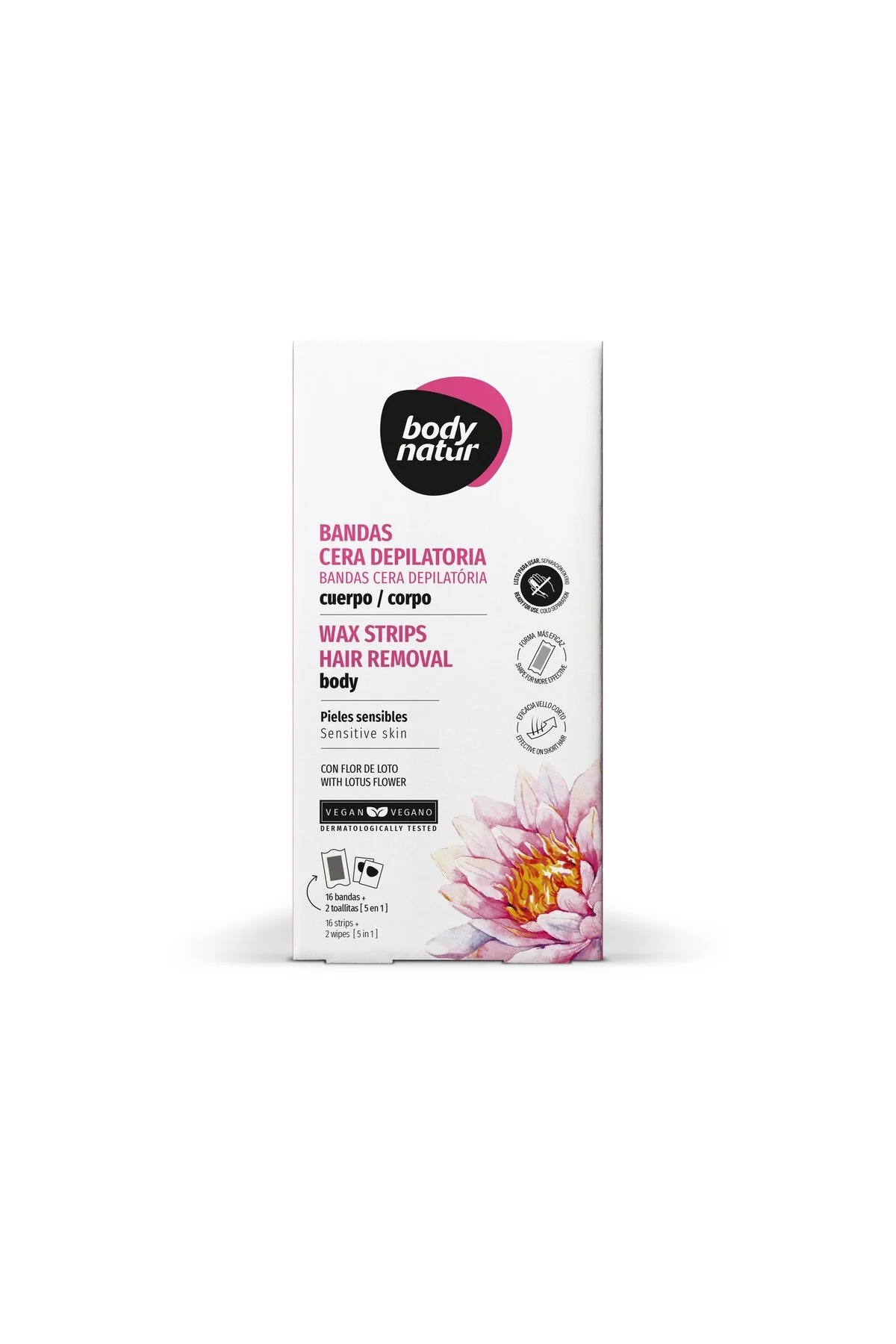 Body Natur Wax Strips Hair Removal (Lotus) — Body Natur | شرائح شمعية لإزالة شعر الجسم بخلاصة زهرة اللوتس